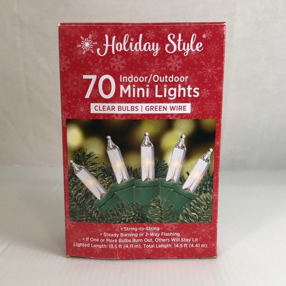 NWT Holiday Style 70 Count Mini Clear Bulbs Strig Lights 14.5ft